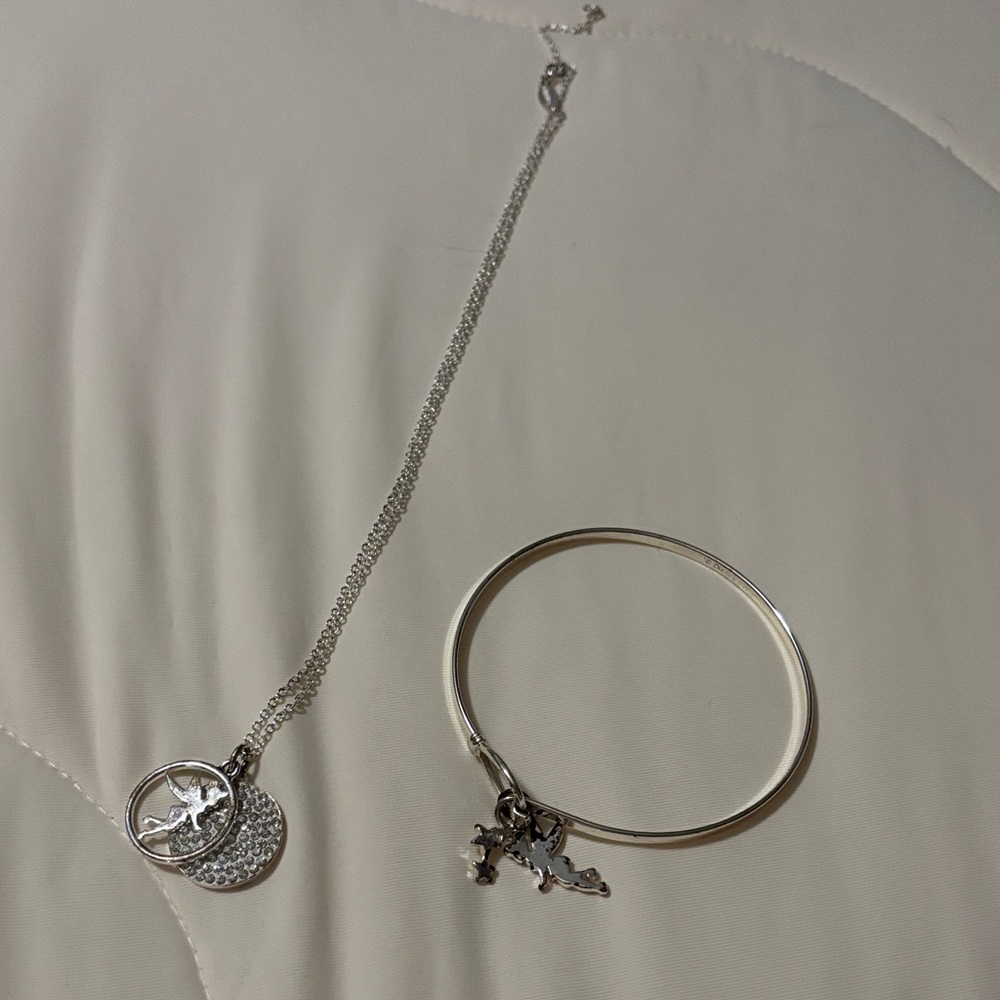 Disney Silver Necklace with Tinkerbell Charm